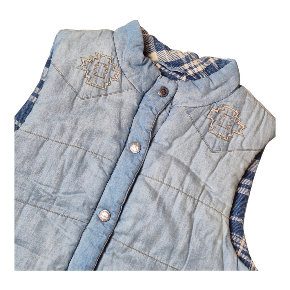 STS Ranchwear Women's XL The Mesa Quilted Vest Blue Western Embroidered